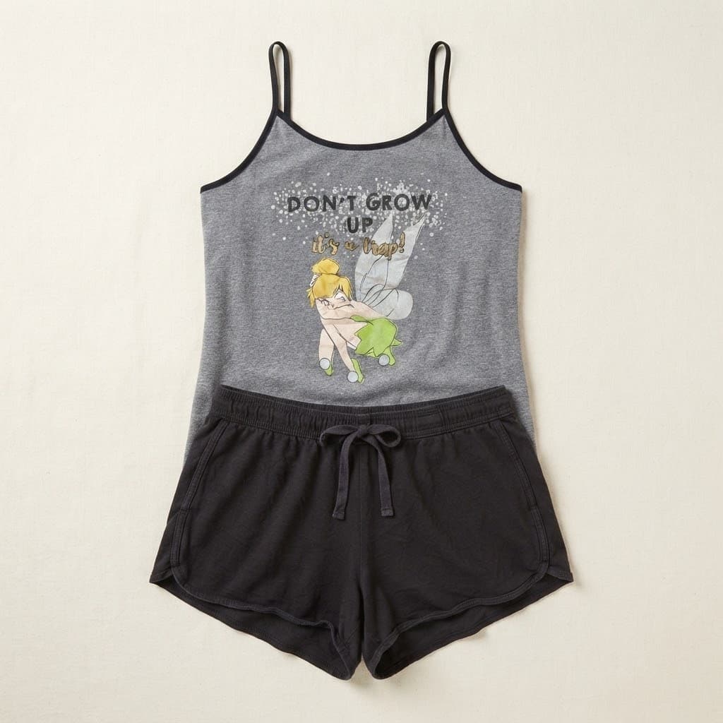 Disney Tinkerbell "Don't Grow Up" Graphic Cami & Short Pajama Set