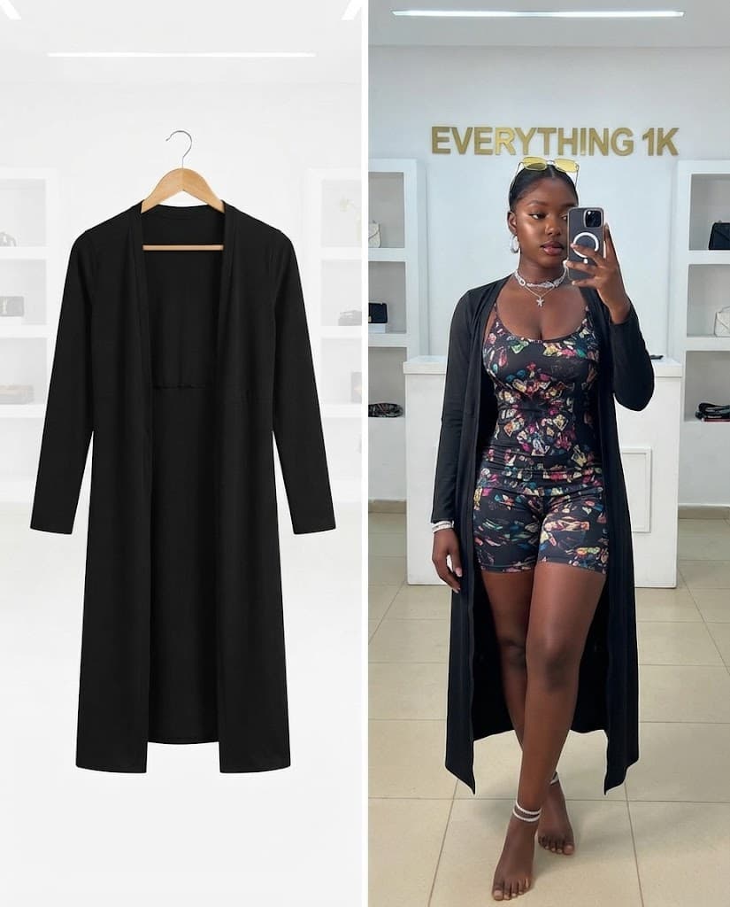 Long Open-Front Casual Cardigan