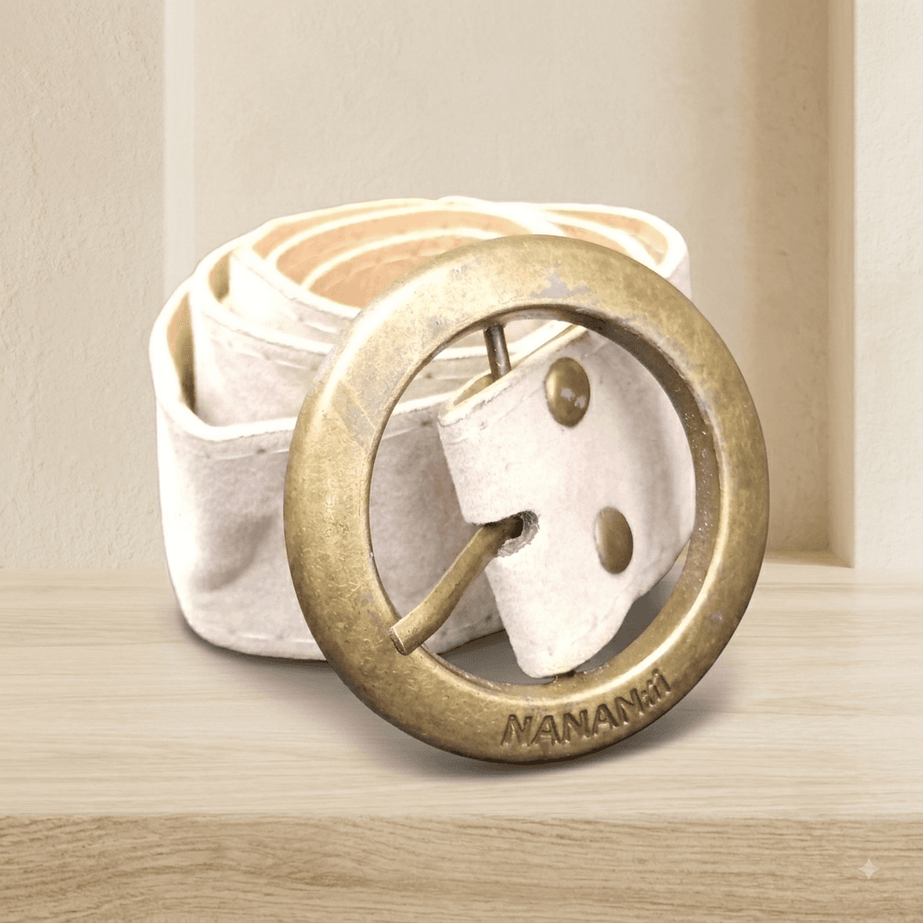 Suede Belt with NAMANIL Brass Buckle