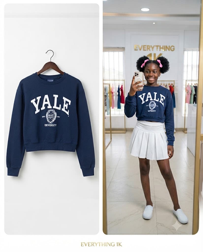 Pre-loved Girls Yale University Graphic Crop Sweatshirt 9-12 years,