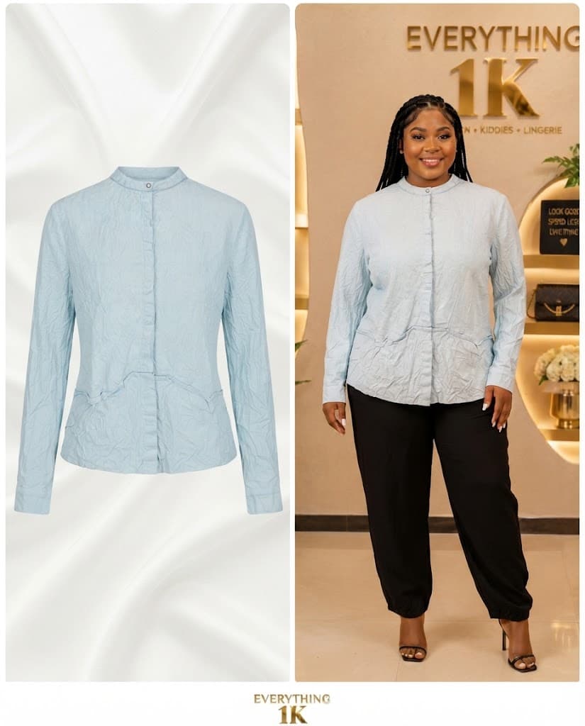 Casual Light Blue Button-Front Shirt
