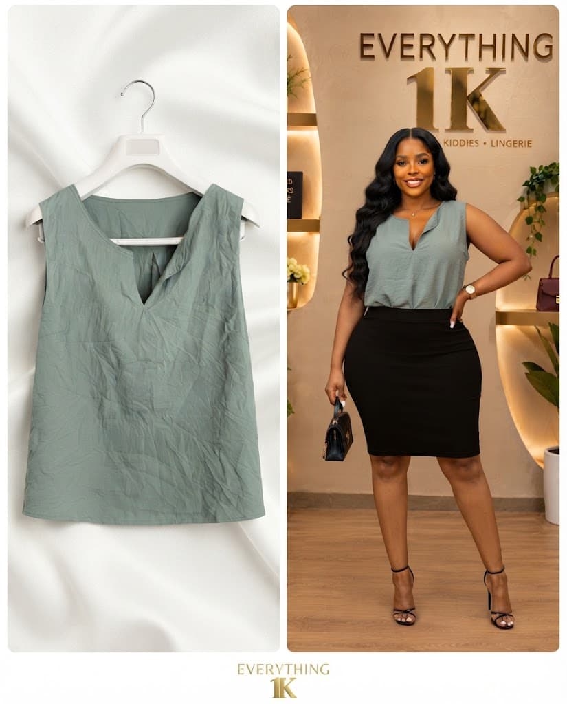 Casual Sage Green V-Neck Tank Top