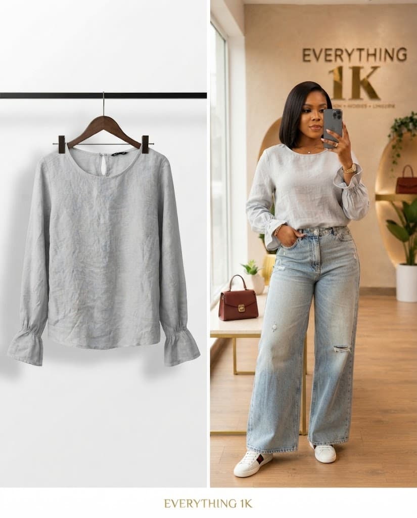 Pre-loved Ruffle-Cuff Long-Sleeve Blouse/Top