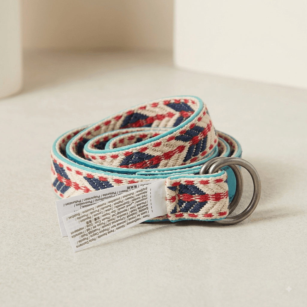 Patterned Woven D-Ring Belt