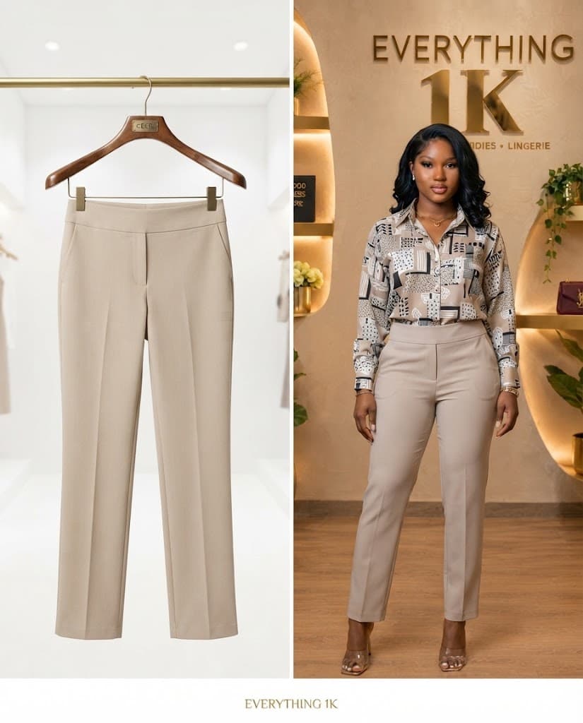 Classic Beige Tailored Trousers (Regular Small Length, (29-30)