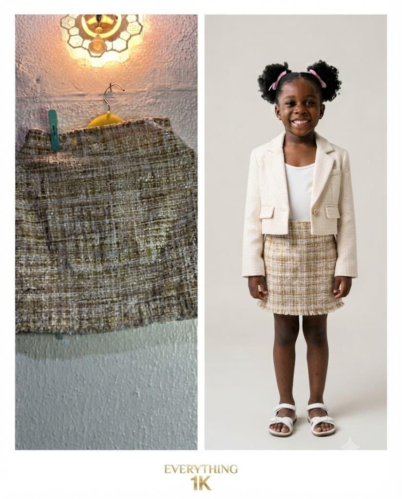 Girls Tweed Gold-Thread Mini Skirt (Ages: 6–8 Years)