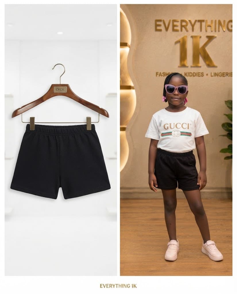 Black Comfort Knit Shorts (Ages 7-8)