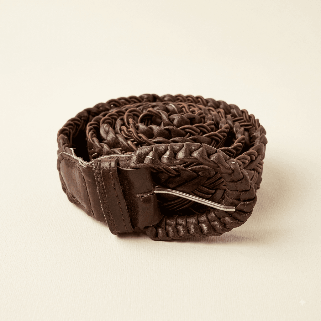 Coiled Brown Braided Woven Belt