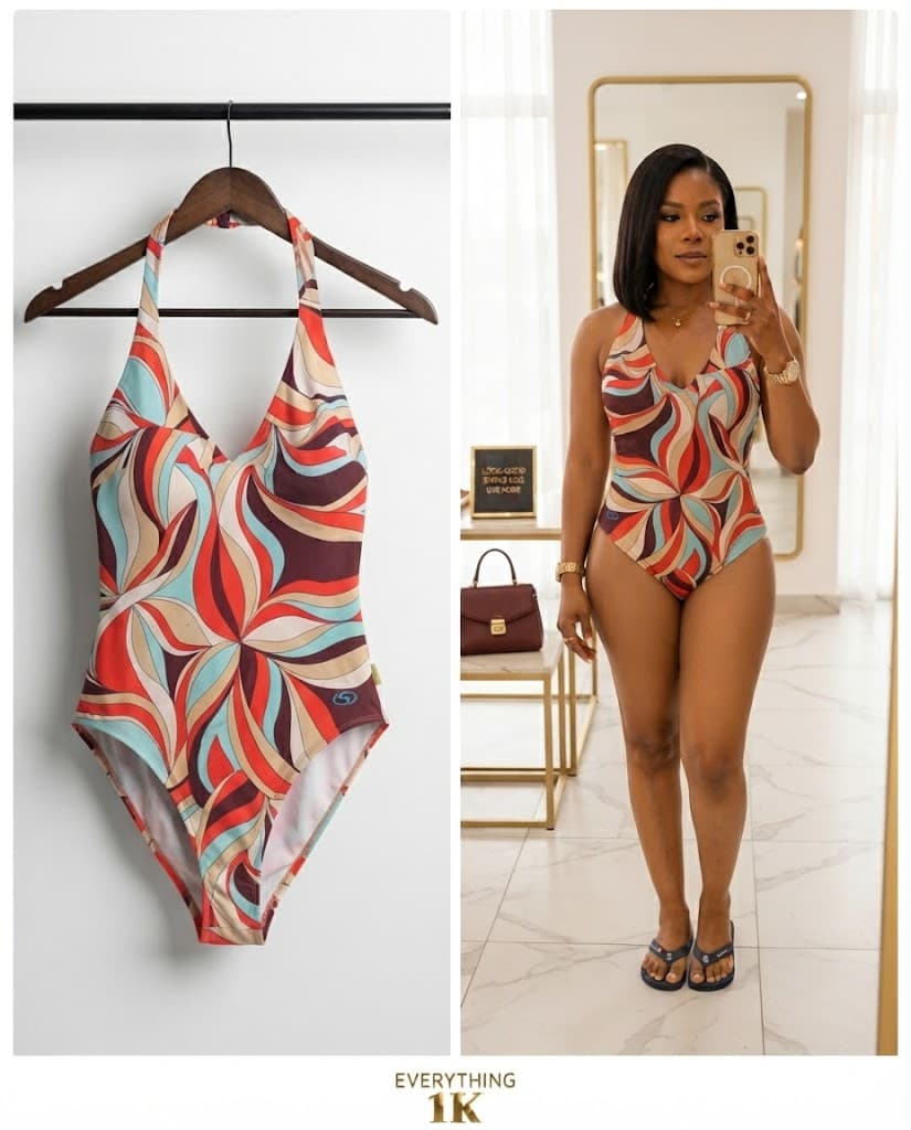 Psychedelic Swirl Halter One-Piece