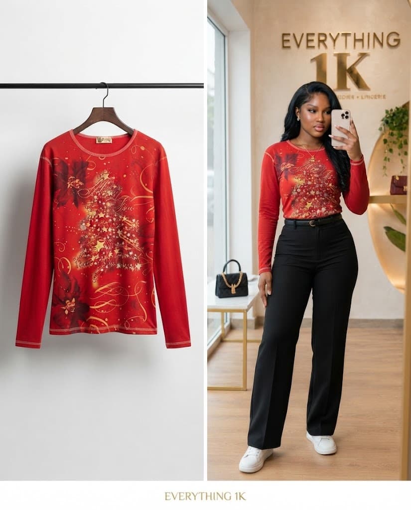 Pre-loved Long-Sleeve Graphic Christmas Top