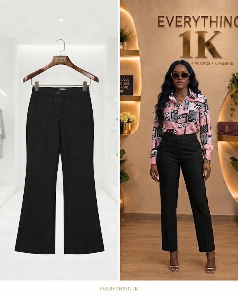 Tailored Black Slim-Bootcut Trousers (Regular Small Length, waist 25/26)