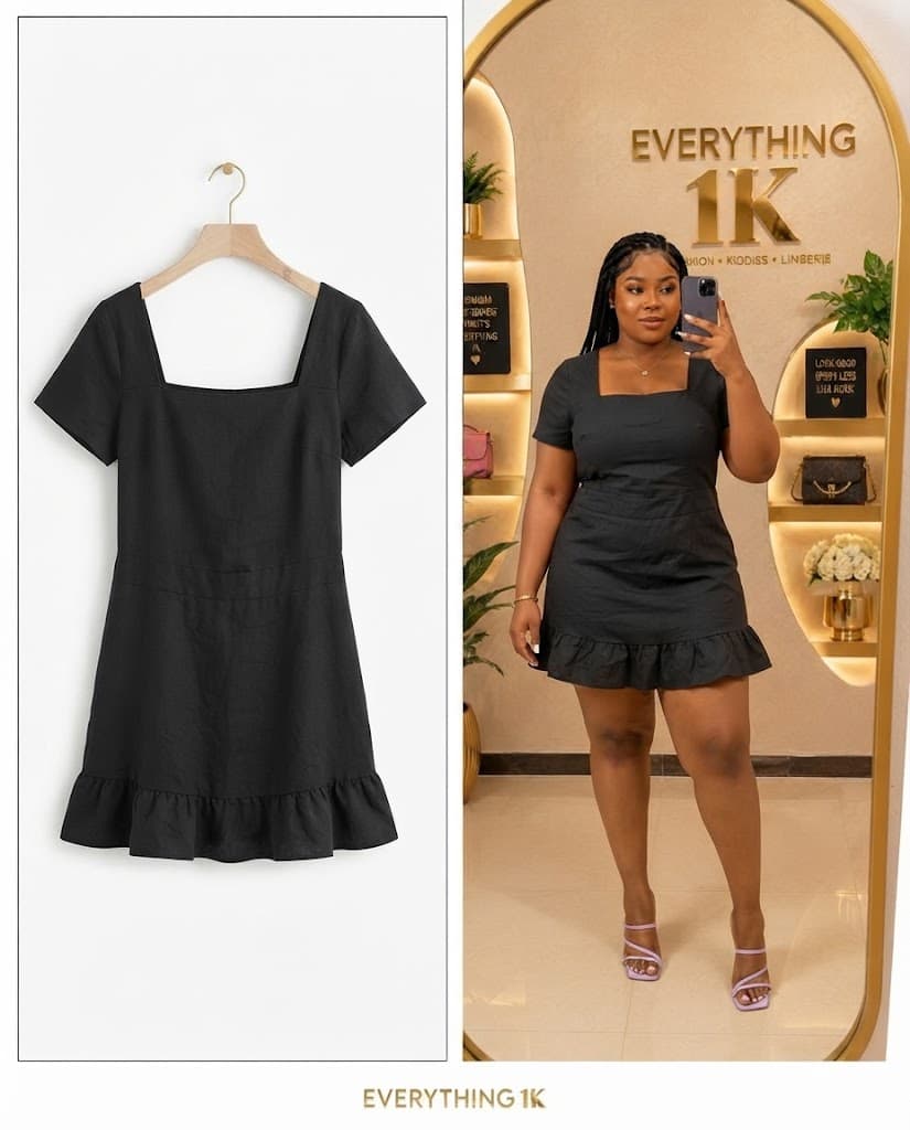 Black Mock-Neck Dress with Sheer Lace Long Sleeves