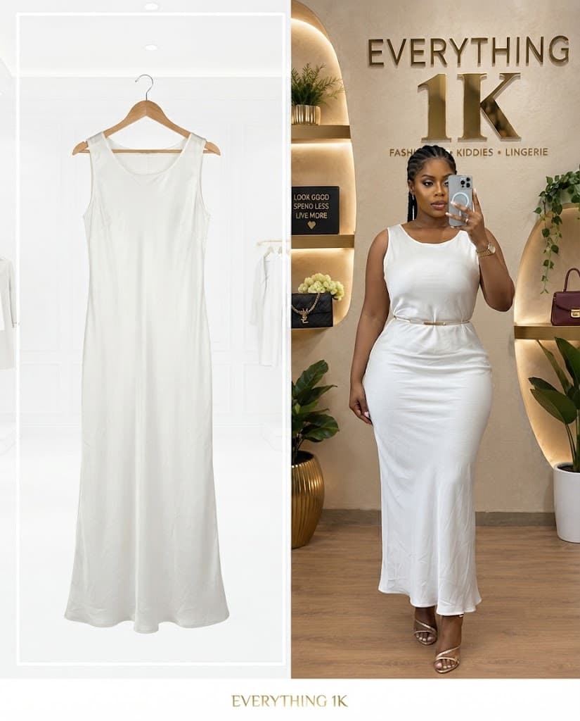 White Tank Midi silk Dress