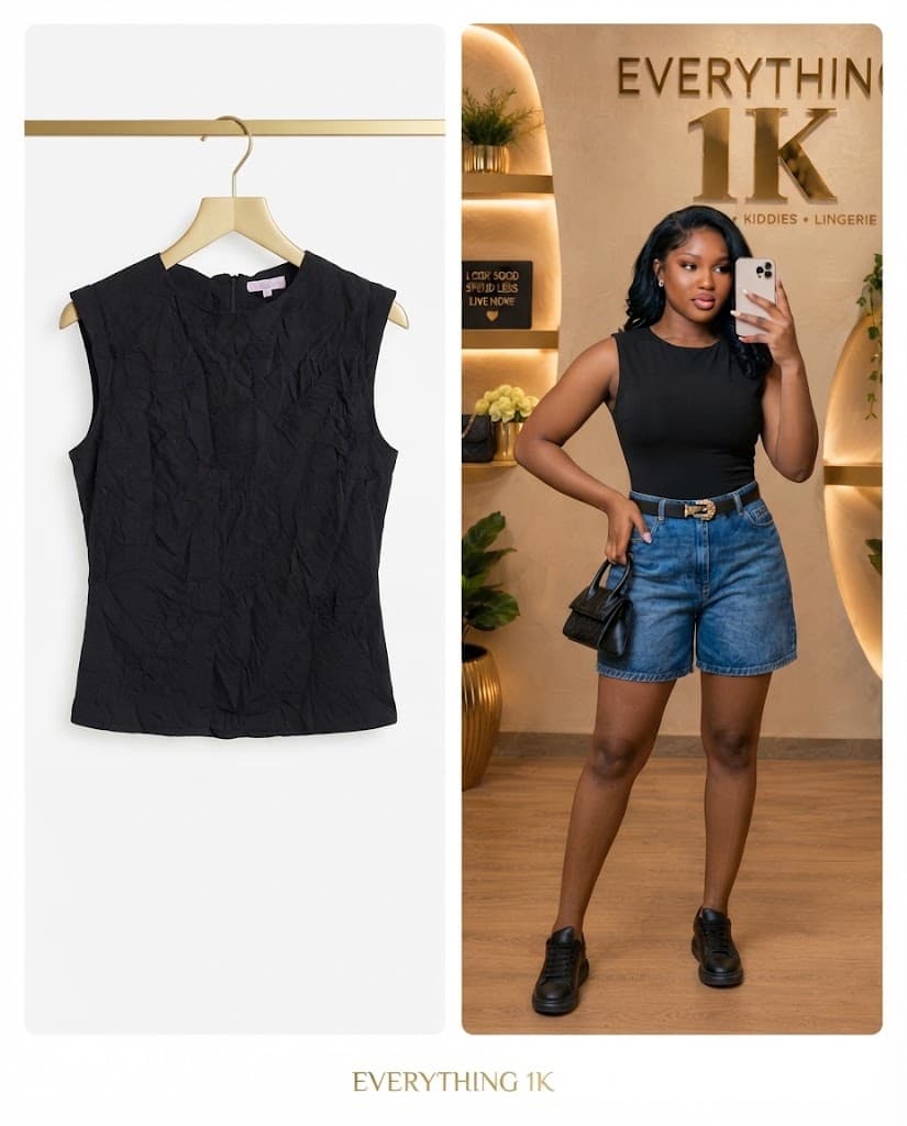 Casual Black Boat-Neck Sleeveless Tank Top
