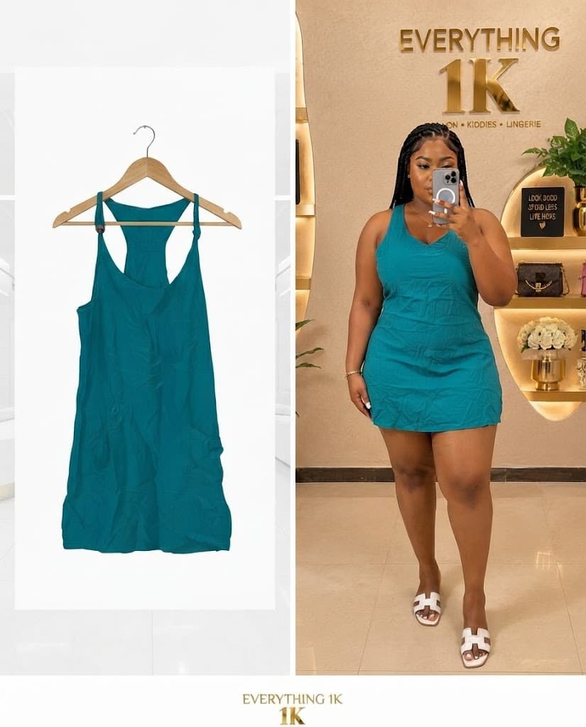 Teal Sporty Tank Mini Dress