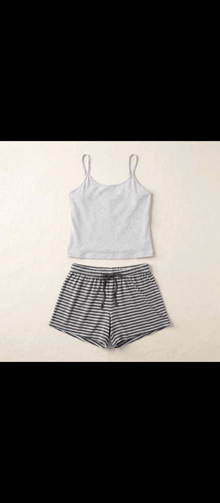 Light Grey Cami & Charcoal Stripe Sleep Shorts Set
