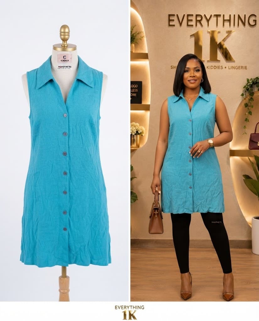 Blue Corporate Sleeveless Shirt Dress