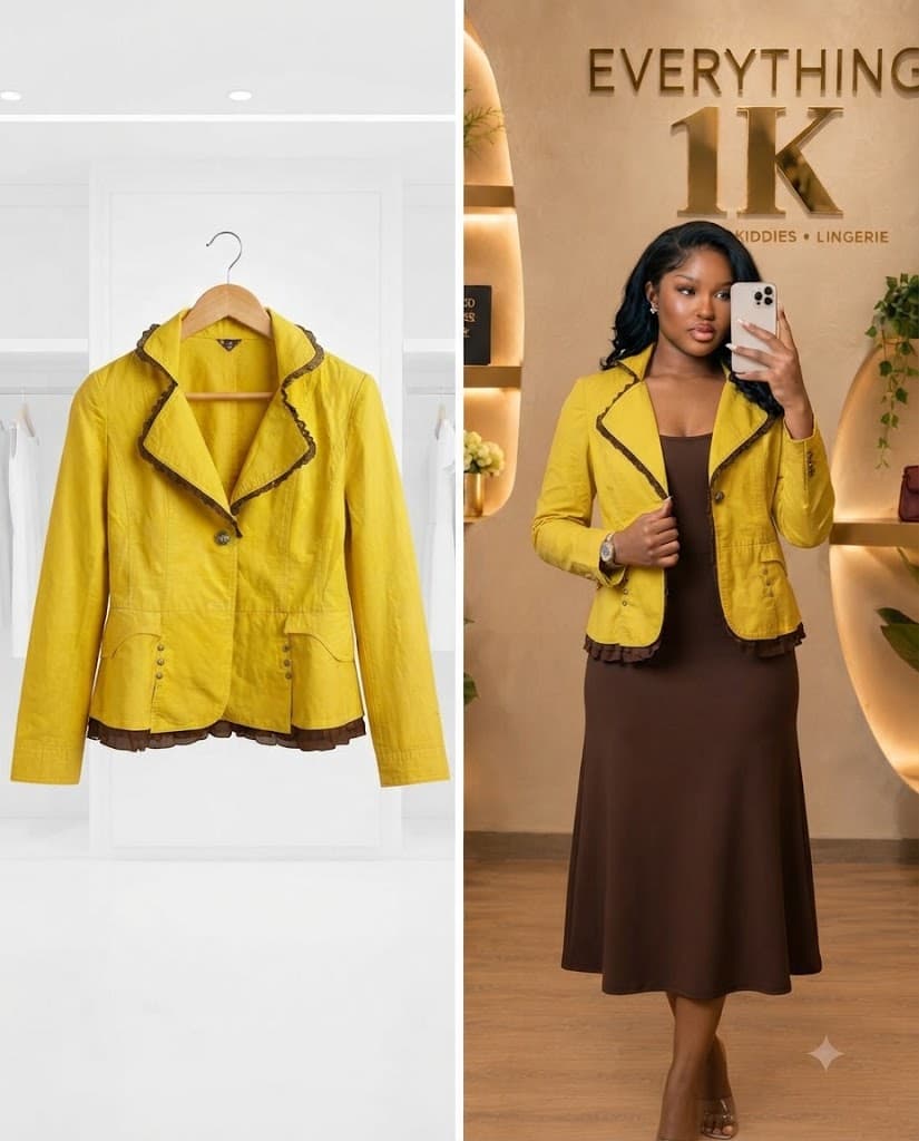 Contrast Trim & Ruffle Accent Jacket