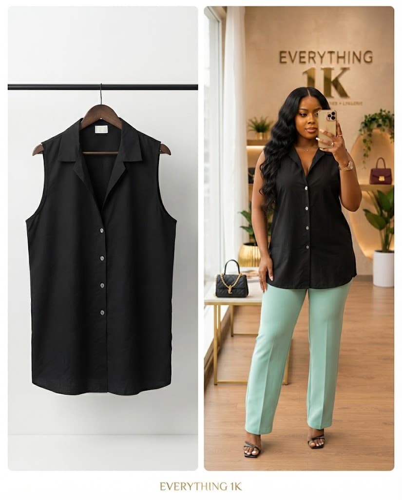 Pre-loved Sleeveless Button-Down Collared Shirt