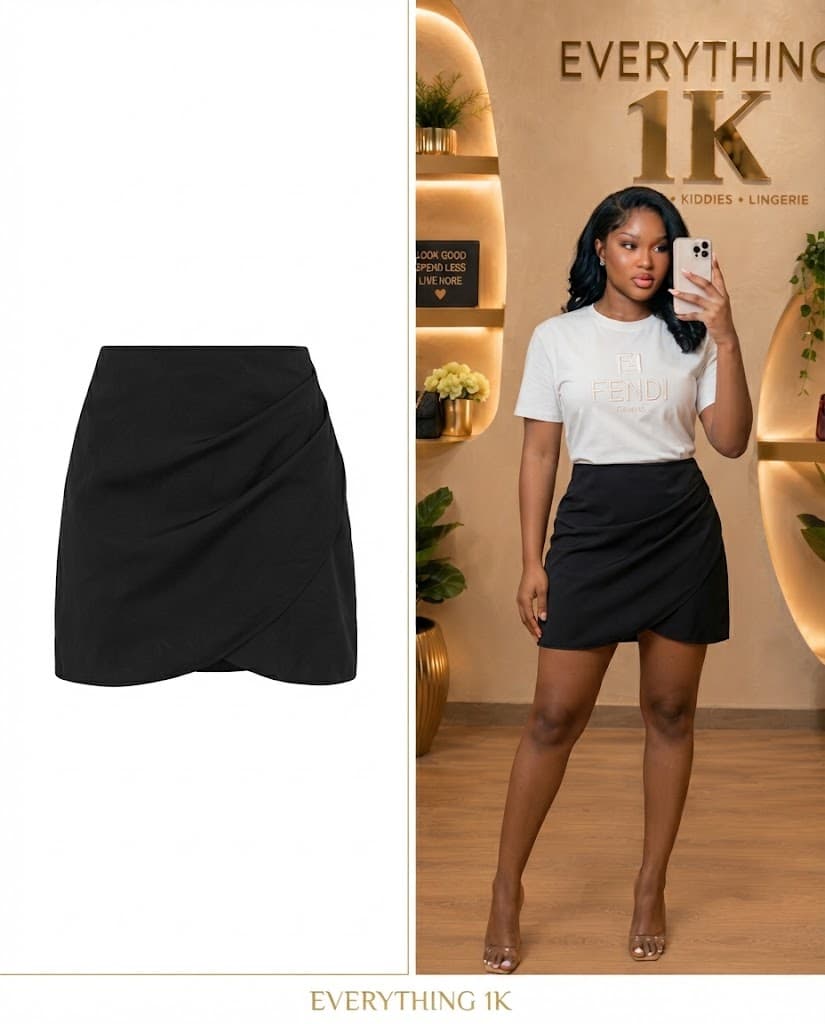 Classic Black Wrap Mini Skirt