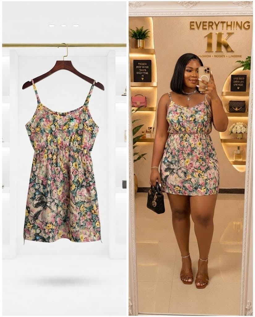 Multicolor Floral Spaghetti Strap Mini Dress