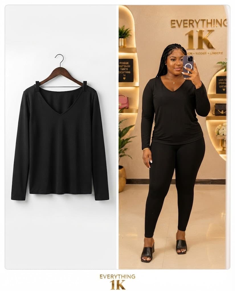 Pre-loved Long-Sleeve V-Neck Top