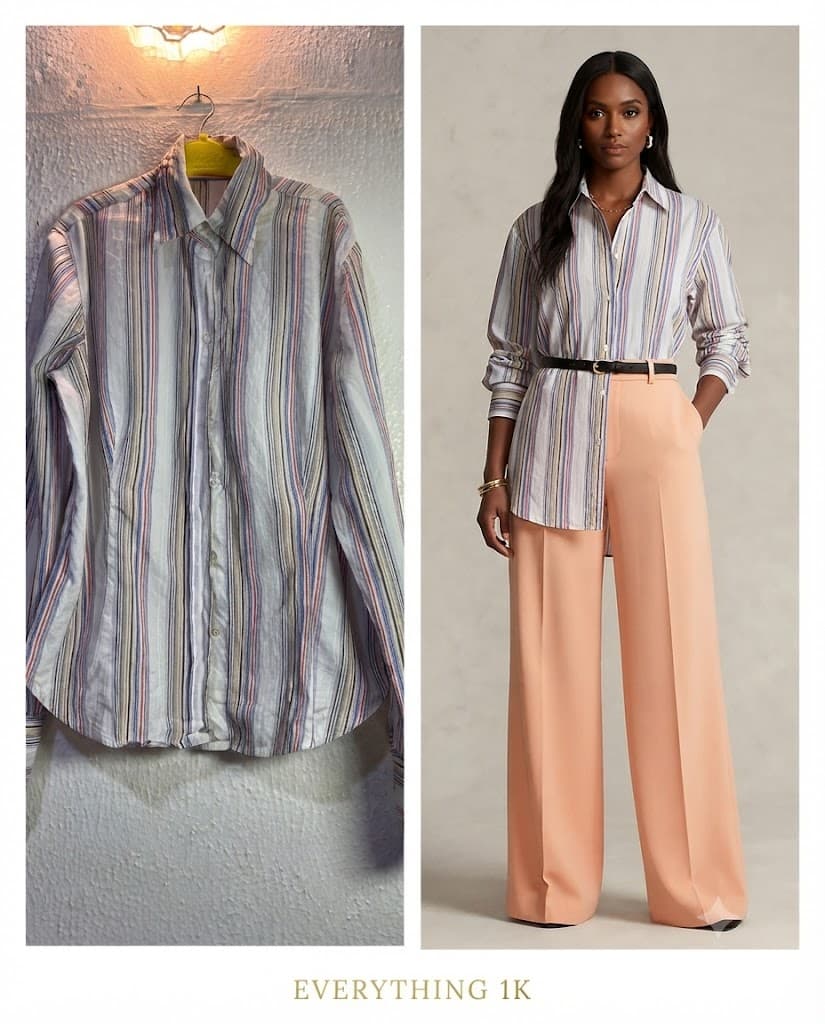 Ladies Multicolor stripe shirt (blue,pink&white)