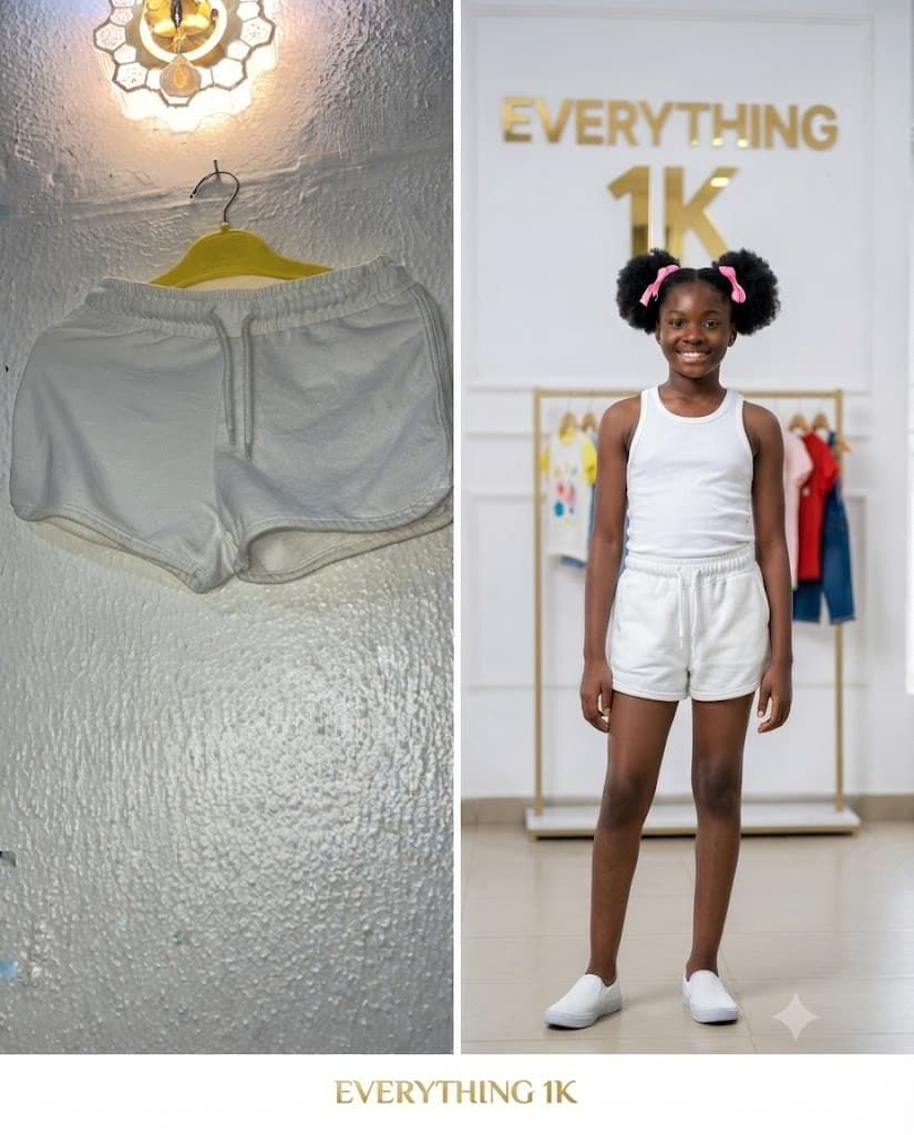 Girls White Drawstring Lounge Shorts: Casual Cotton Athletic Shorts 4-6 Years