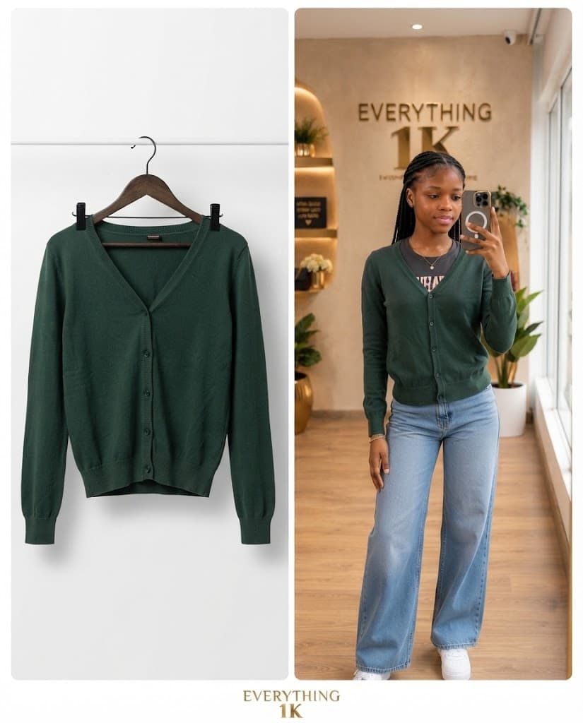 Pre-loved Girls V-Neck Button-Front Cardigan