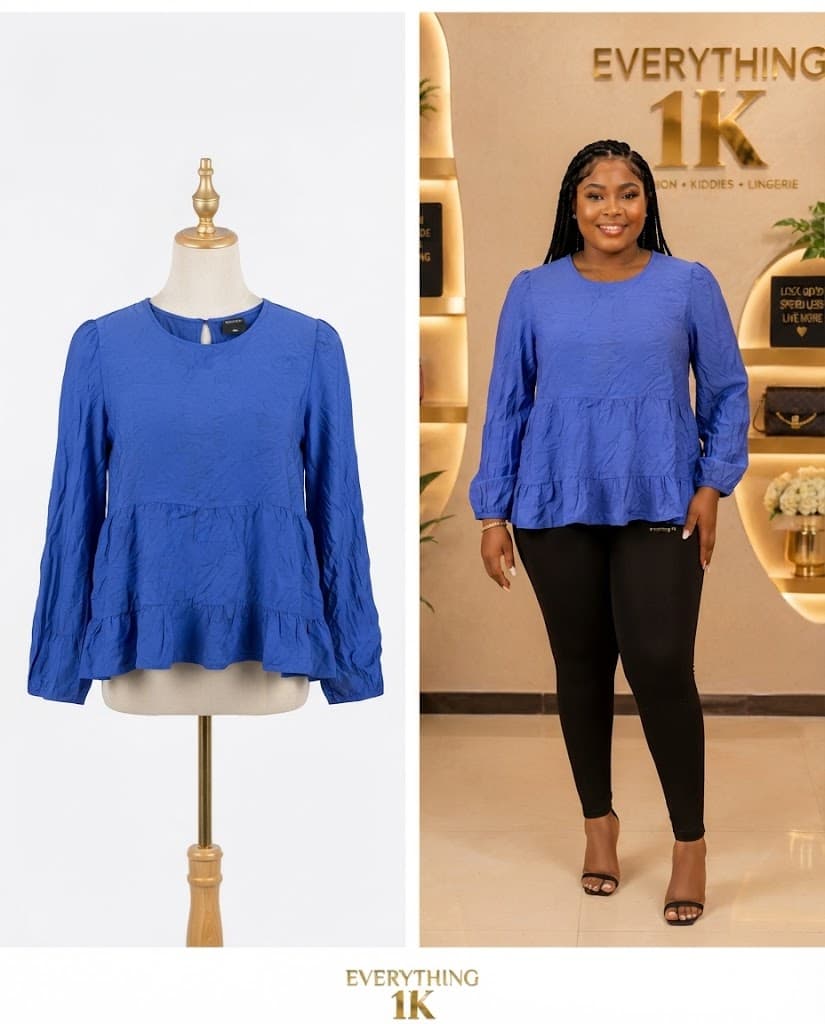 Royal Blue Tiered Casual Blouse