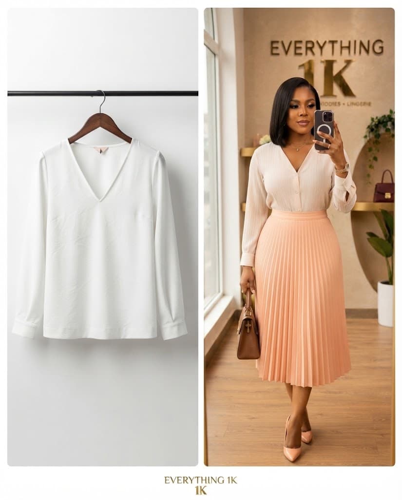 Pre-loved casual Long-Sleeve V-Neck Blouse