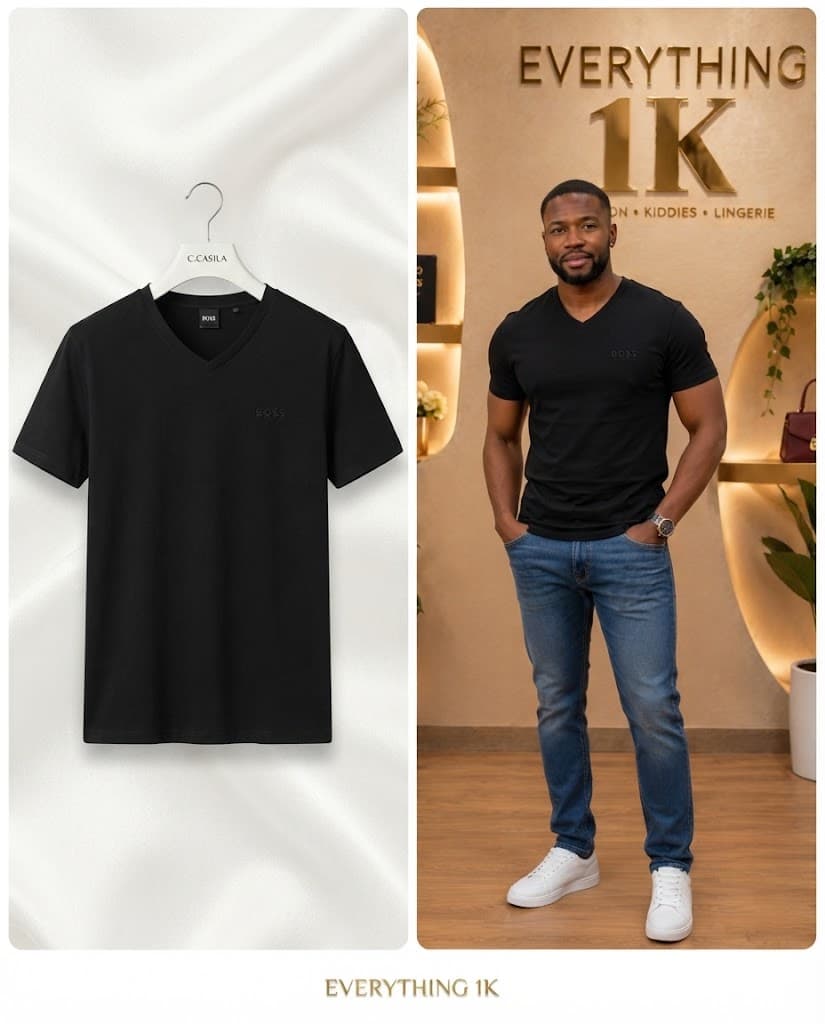 Casual Black Hugo boss V-Neck T-Shirt