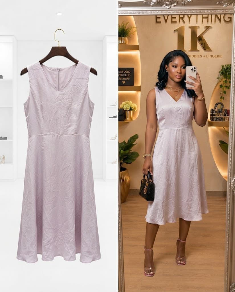 Light Lavender Sleeveless casual Midi Dress