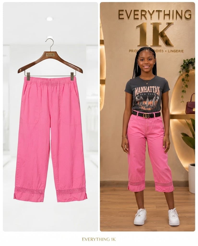 Pink Cropped Utility Trousers (Ages 12-13)