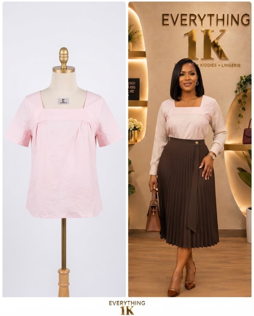 Pink Corporate Square-Neck Blouse
