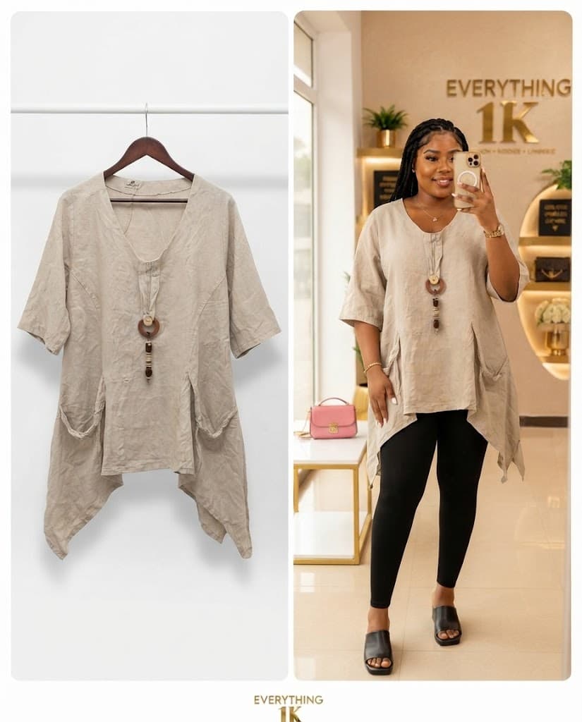 Pre-loved Asymmetric Hem V-Neck Tunic