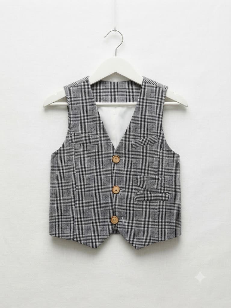 Pre-loved Boys Glen Plaid Suit Vest 6-9 Years