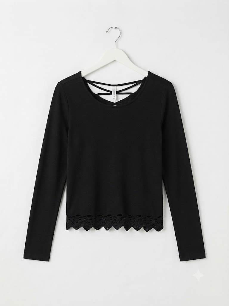 Pre-loved Girls Lace Hem Long-Sleeve Top 14-16 years