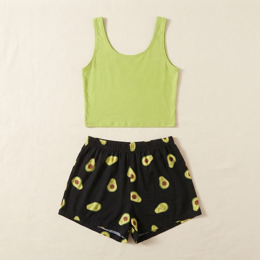 Avocado Print Cami & Short Pajama Set