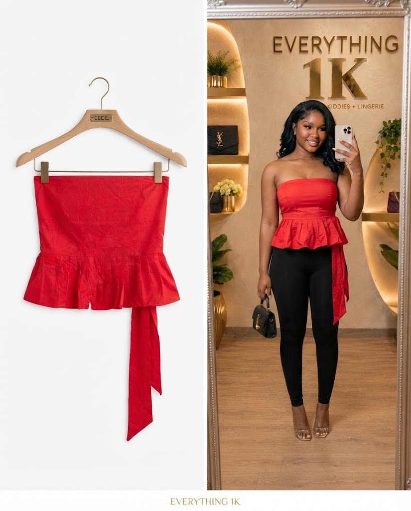 Red Party Peplum Top