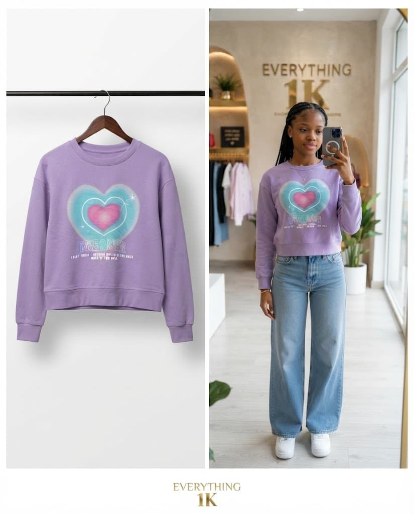 Pre-loved Girls "Dreamer" Graphic Cropped Sweatshirt