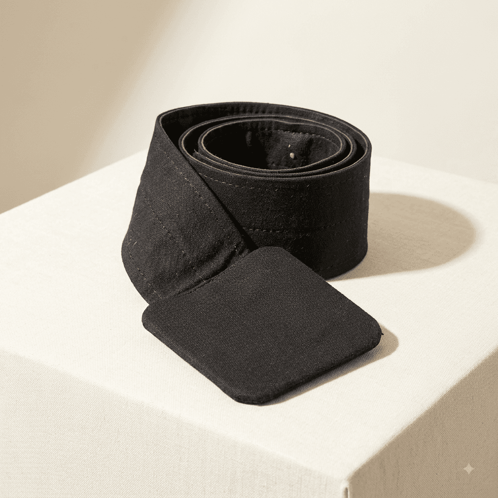 Vintage Topstitched Black Canvas Wrap Belt / Girdle Support