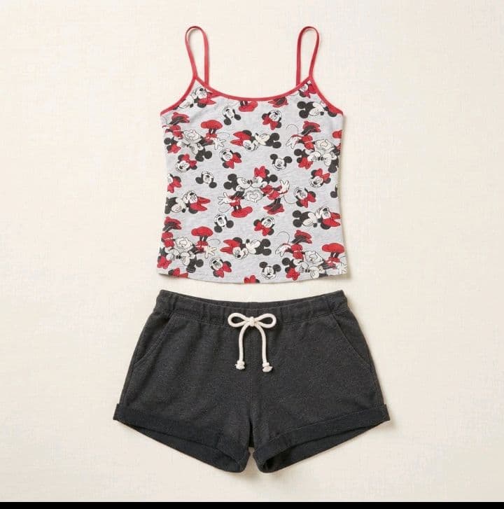 Mickey & Minnie Mouse Cami & Dark Gray Lounge Shorts Set