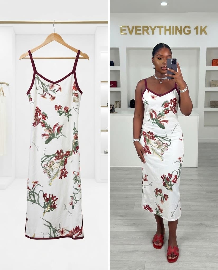 White Botanical Floral Slip Dress