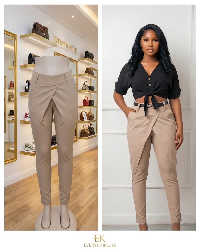 Wrap-Front Fitted Trousers