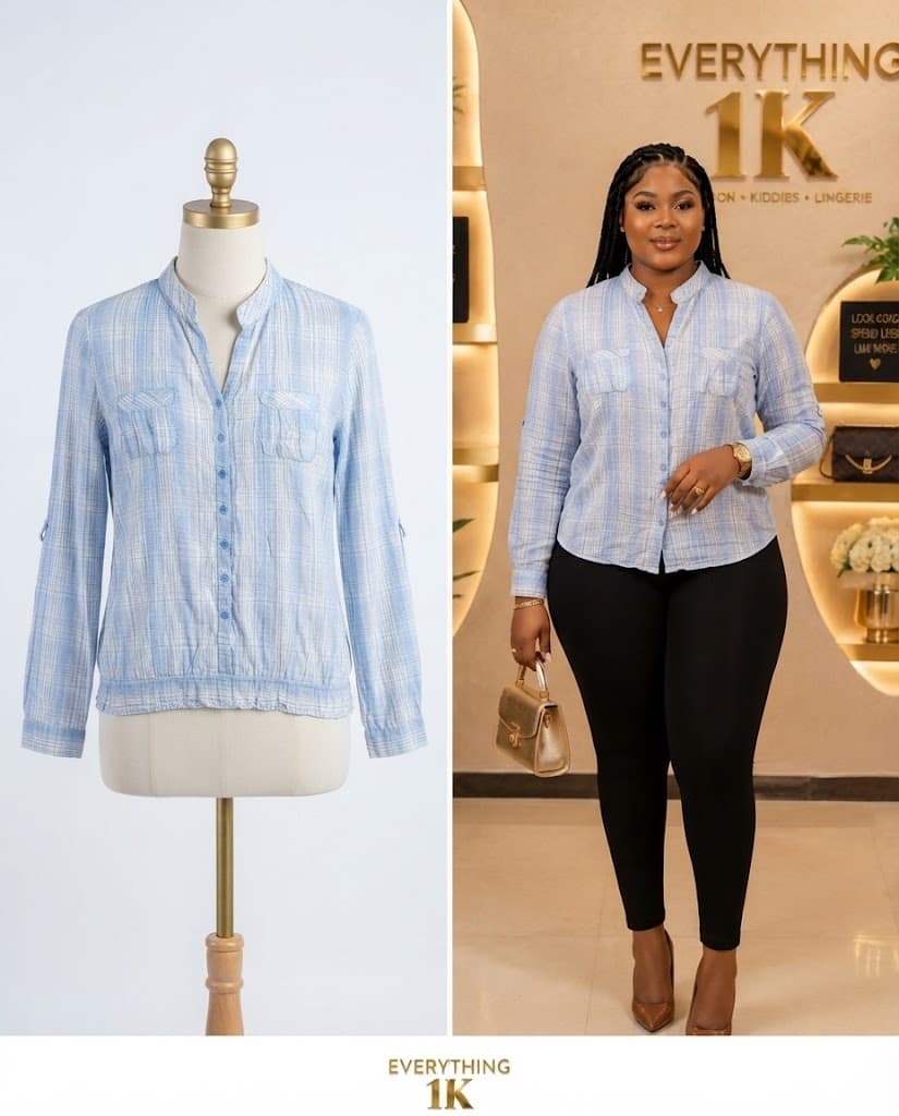 Blue Casual Striped Button-Front Shirt