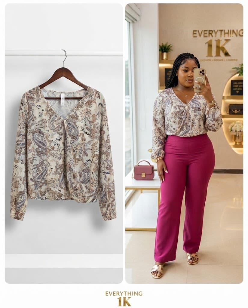 Pre-loved Paisley Print V-Neck Wrap Blouse