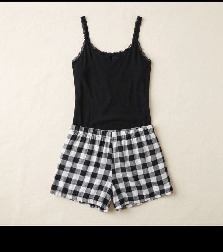 Black & white checkered Shorts Set