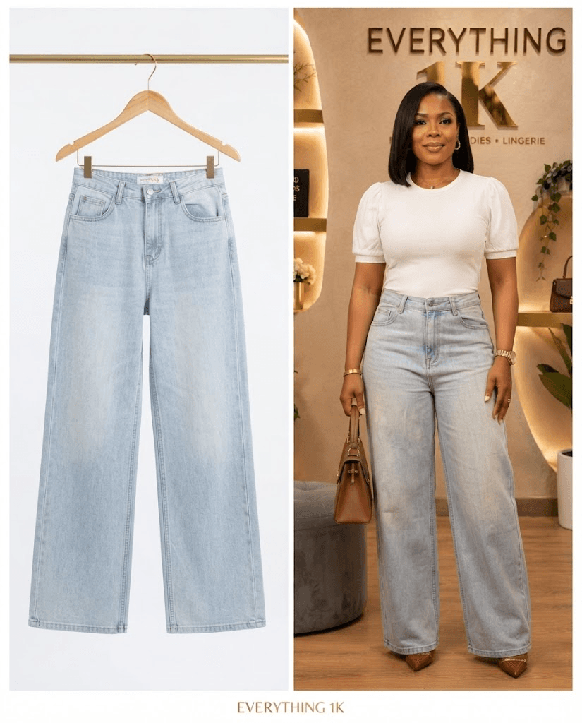 Light Wash High-Waist Wide-Leg denim trousers 26/27