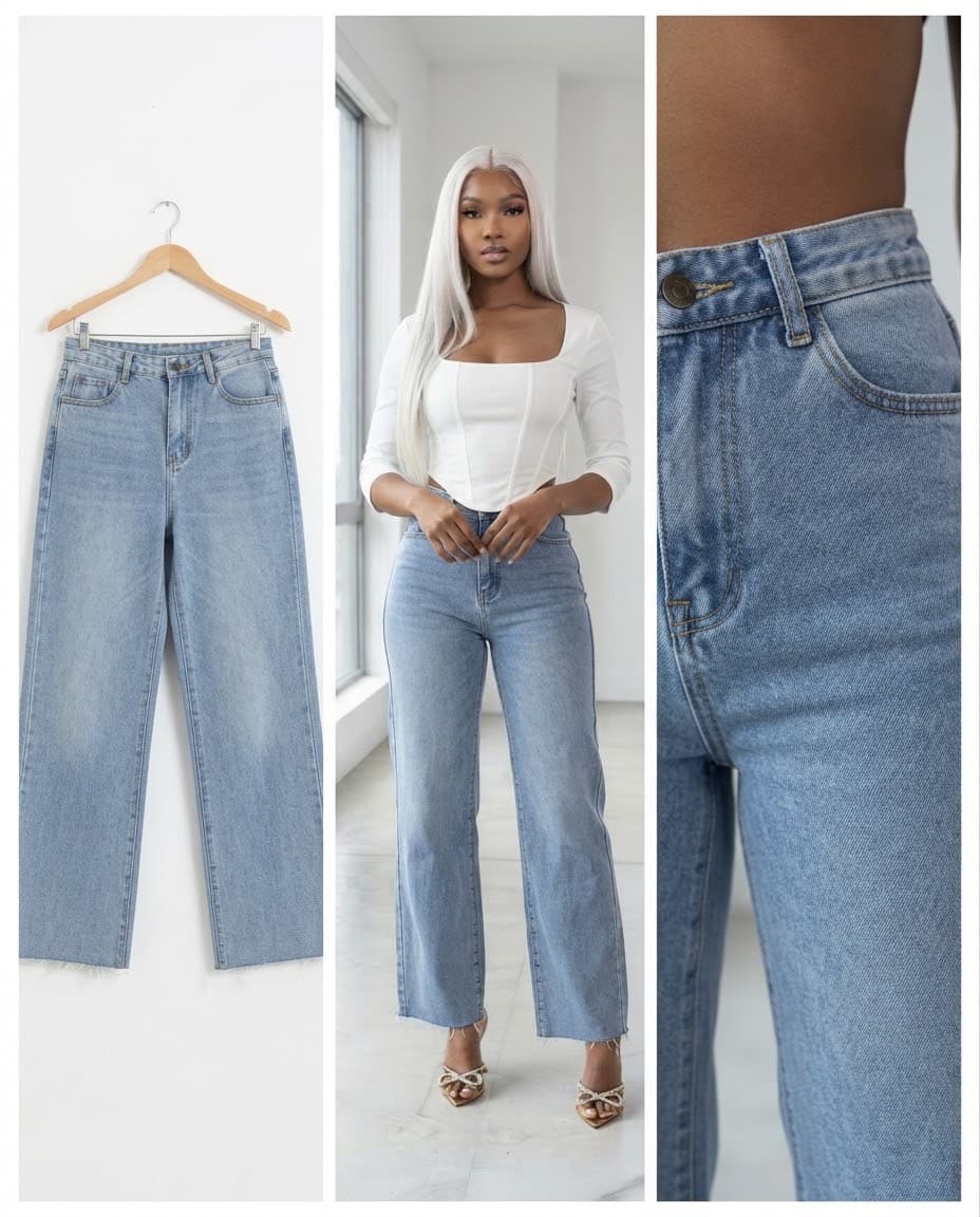 Raw-Hem Wide-Leg Denim Trousers 27